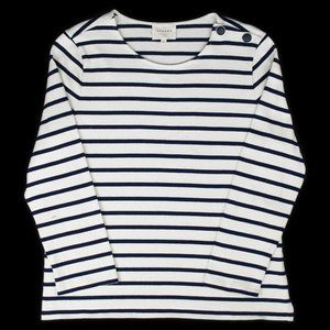 Sezane Marinière Loïc Ecru/Marine Striped Breton Style Longsleeve Jersey Top M